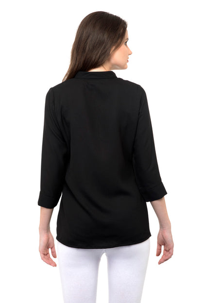 Full sleeves plain top with collars