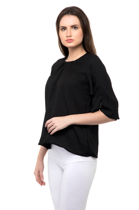Plain black long sleeves top