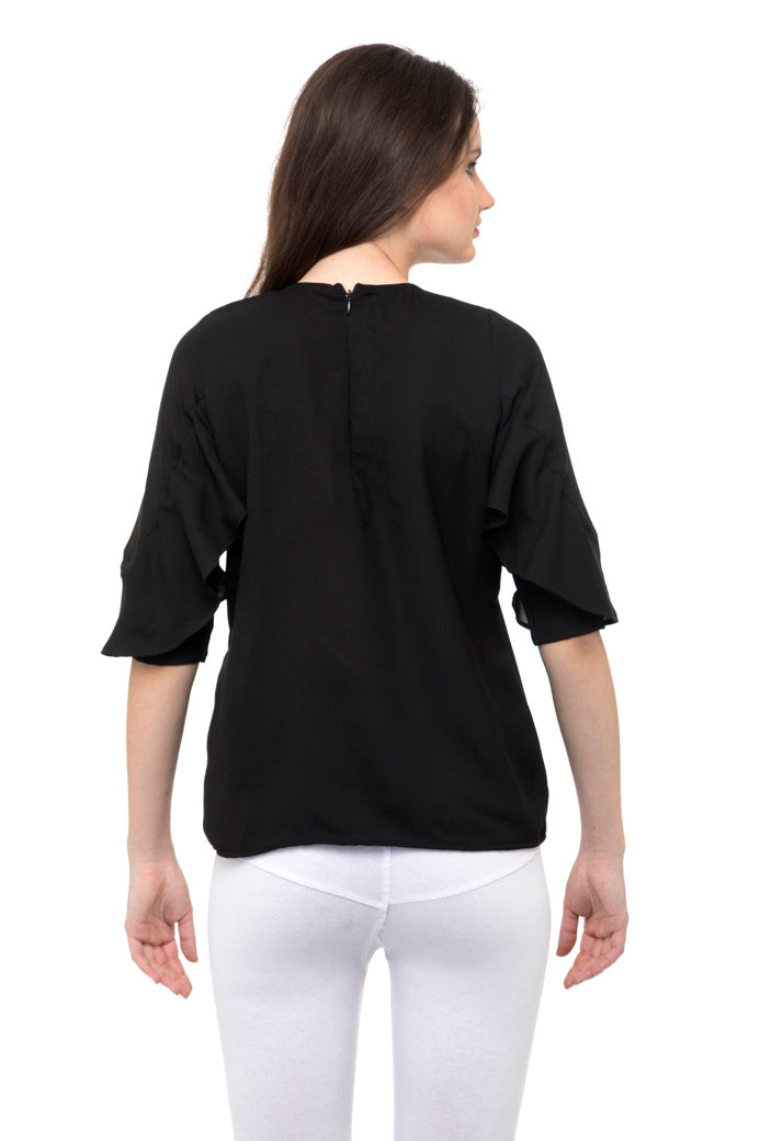 Plain black long sleeves top