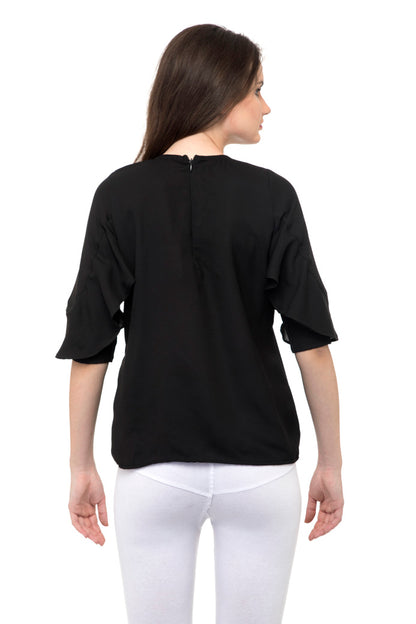 Plain black long sleeves top