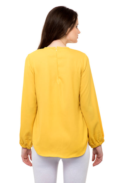 Small waffle full sleeves yellow top