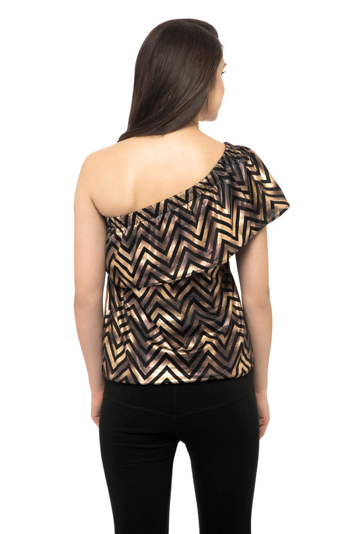 Off shoulder fold over front top