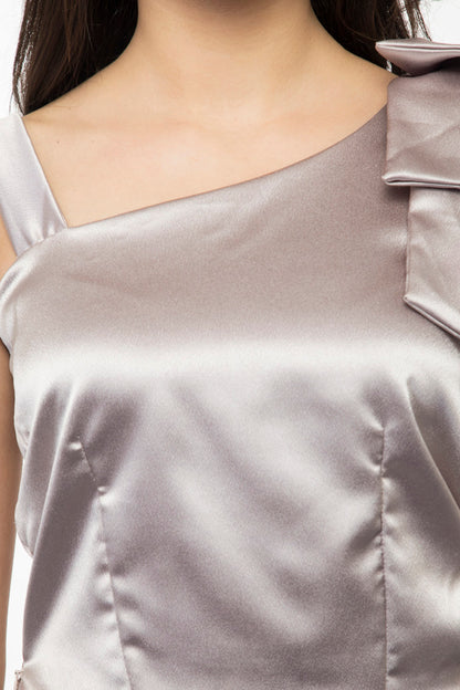 New light purple color asymmetric neck tee