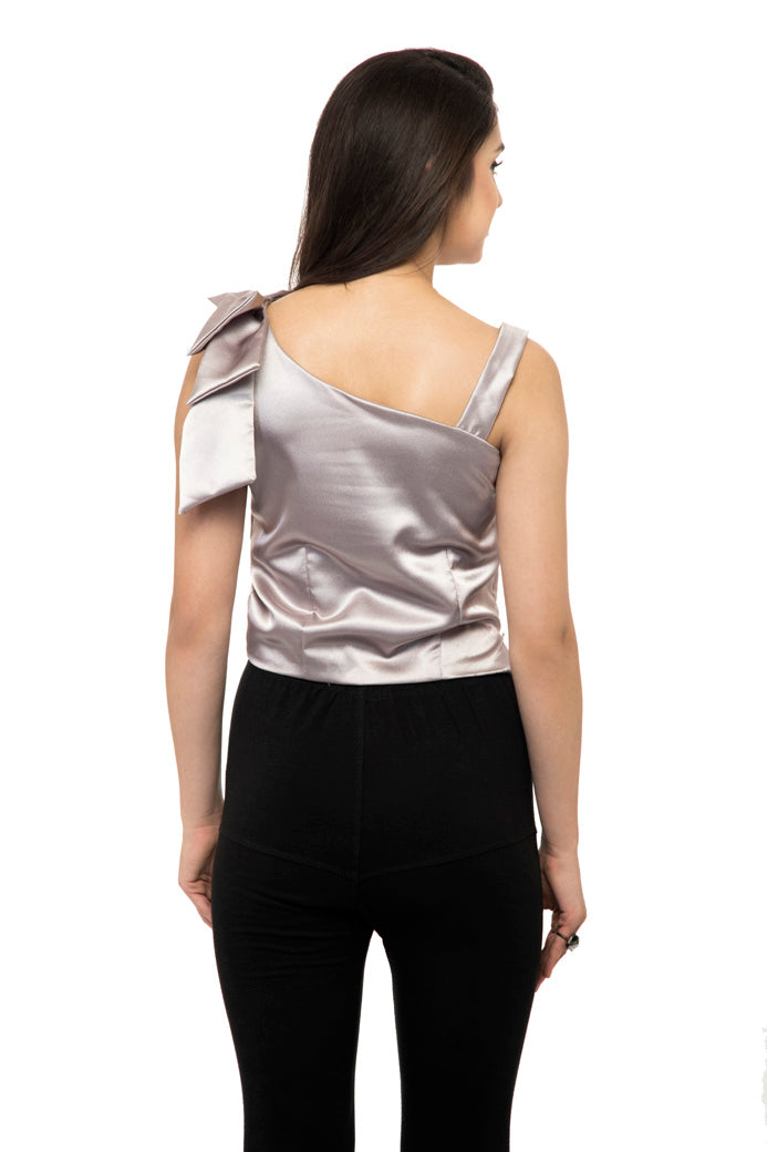 New light purple color asymmetric neck tee