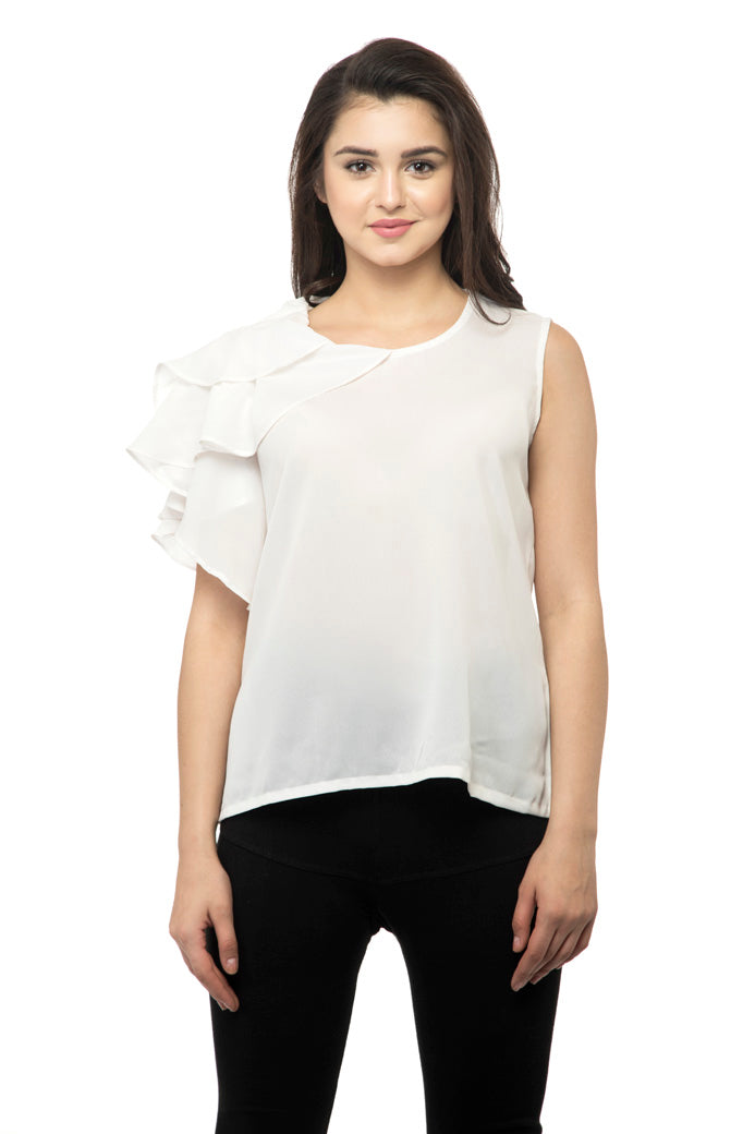 White sleeveless cami top