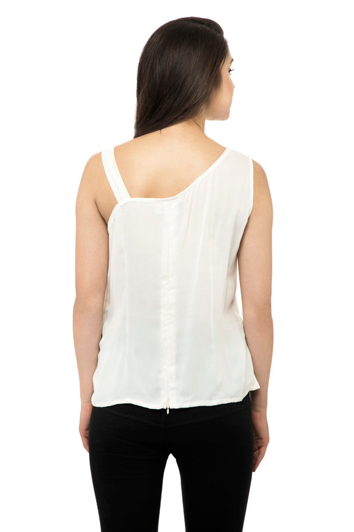 One sided ruffle sleeveless cami top