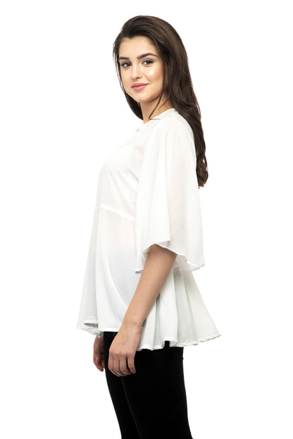 White color frill top