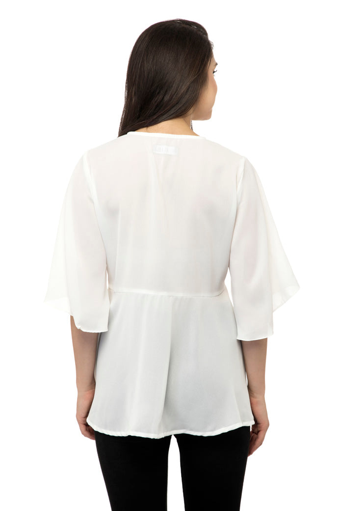 White color frill top