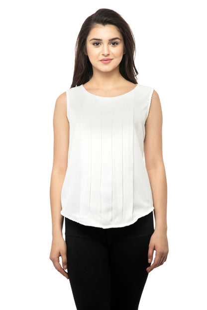 White waffle stripped cami top