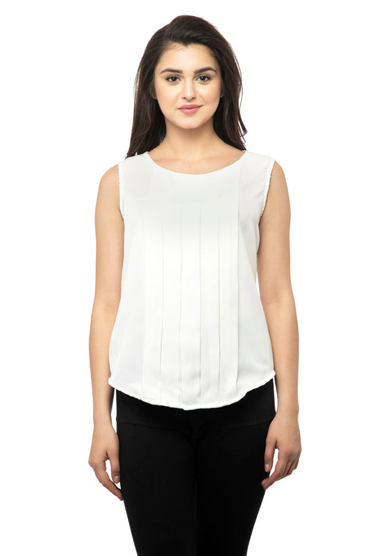 White waffle stripped cami top