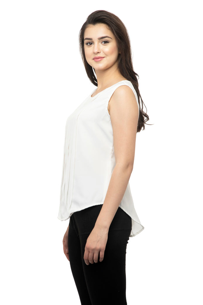 White waffle stripped cami top