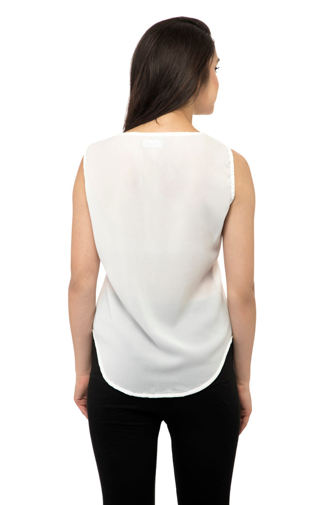 White waffle stripped cami top
