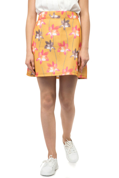 High waist pleated Flowers Printed mini Skirt
