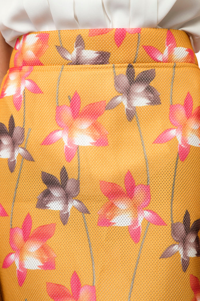 High waist pleated Flowers Printed mini Skirt