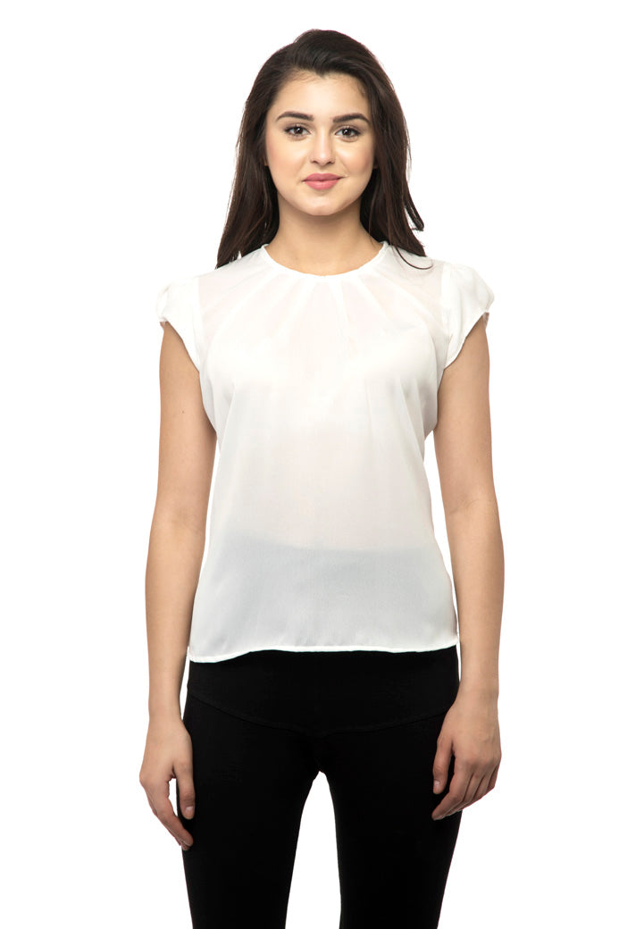 White ruffle bell sleeves cami top