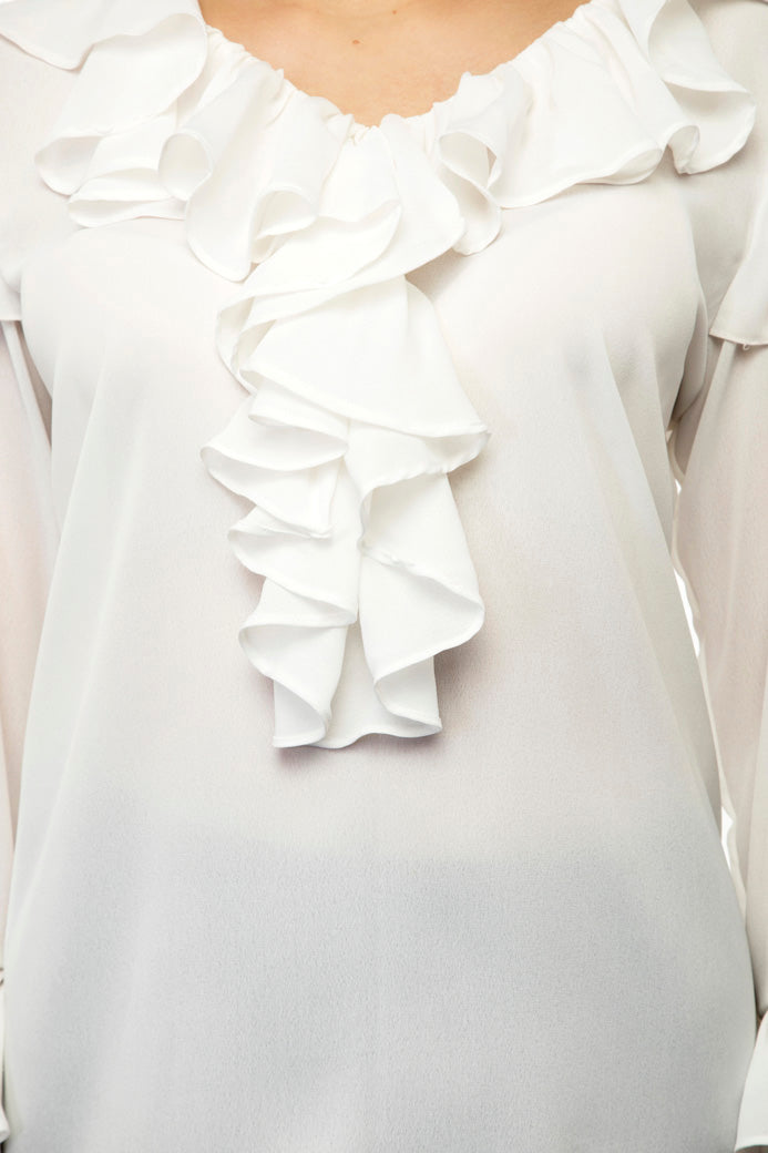 Full sleeves white color frill top