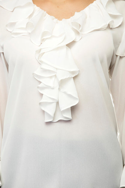Full sleeves white color frill top