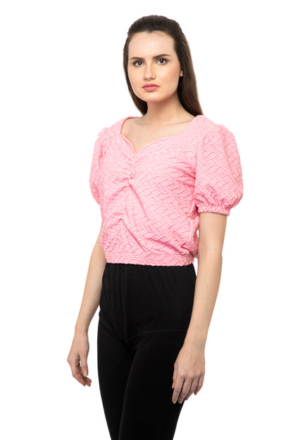 Self texture bell sleeves top