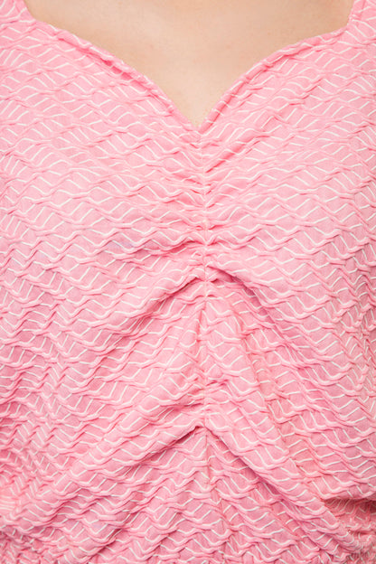 Self texture bell sleeves top