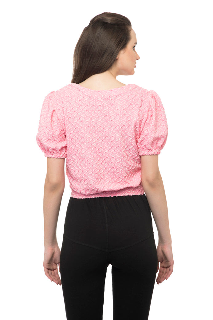 Self texture bell sleeves top