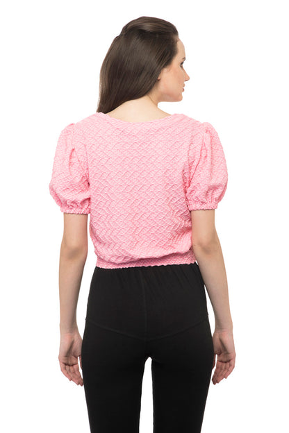 Self texture bell sleeves top