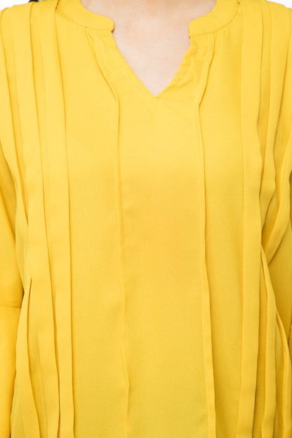 Yellow bell sleeves pleated top
