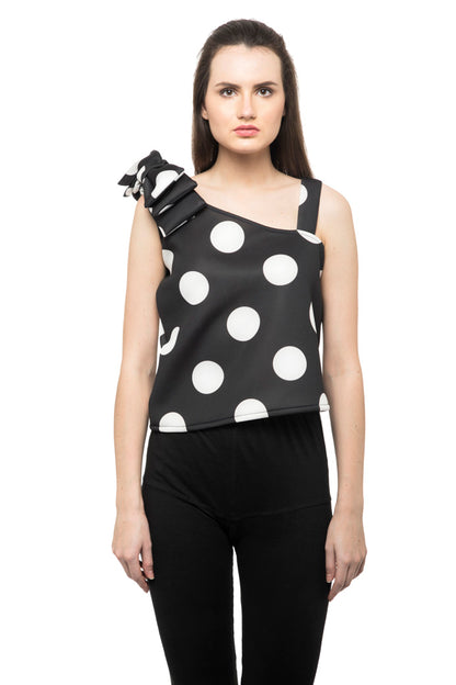 New black color asymmetric neck tee