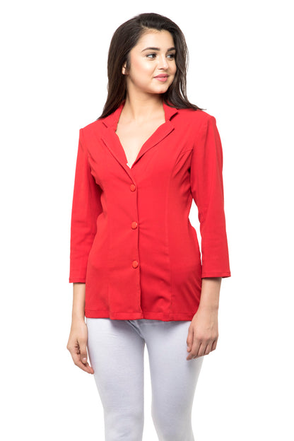 Red blazer type front button top