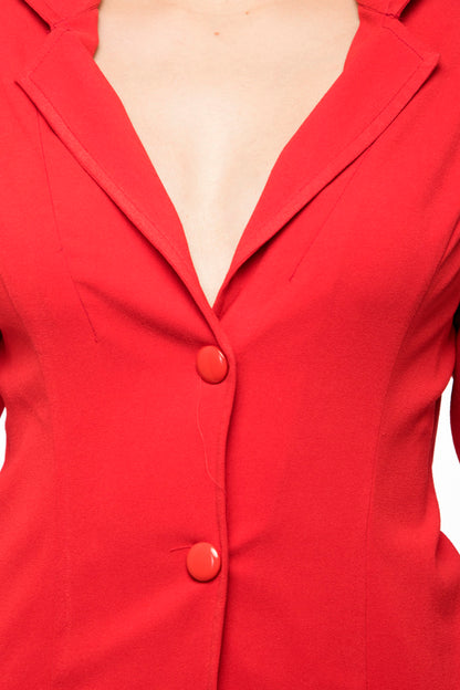 Red blazer type front button top