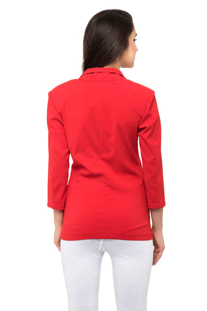 Red blazer type front button top
