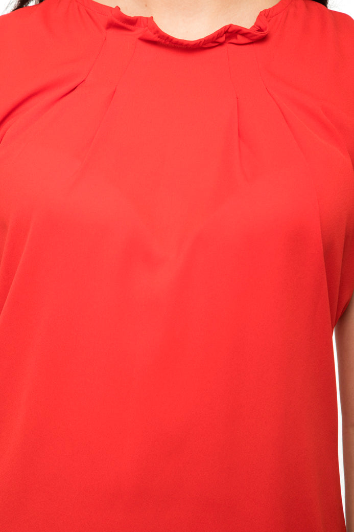 Mock neck half sleeves red top