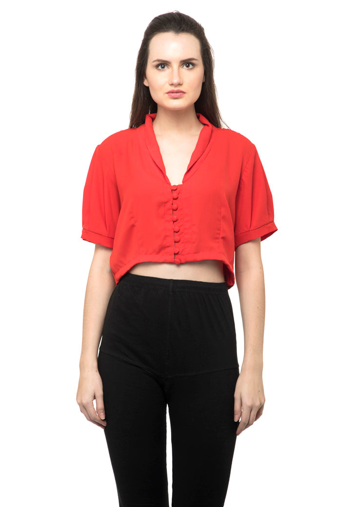 Front button high size red tee