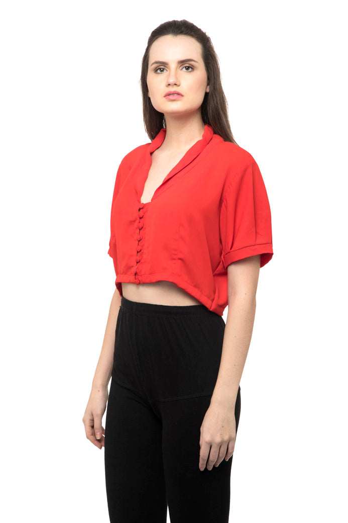 Front button high size red tee