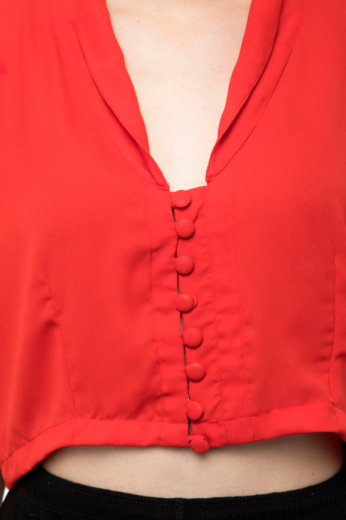 Front button high size red tee