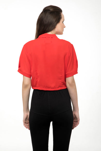Front button high size red tee