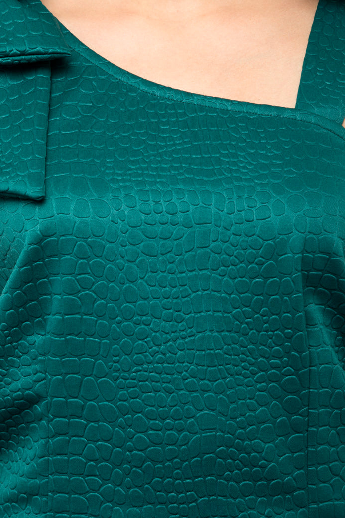 New turquoise color asymmetric neck tee