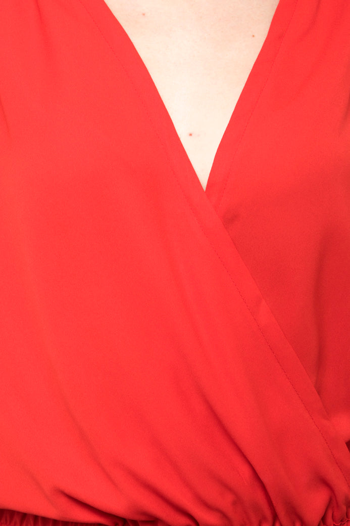 Deep neck folded wrap design top