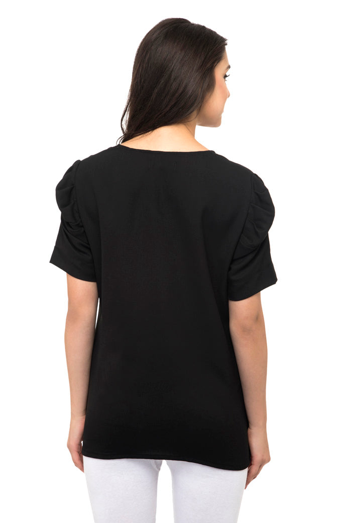 Knit halter neck black top