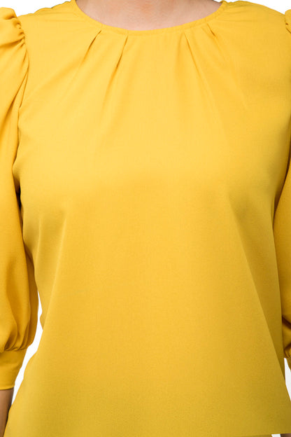 Yellow ruffle trim cuffs top