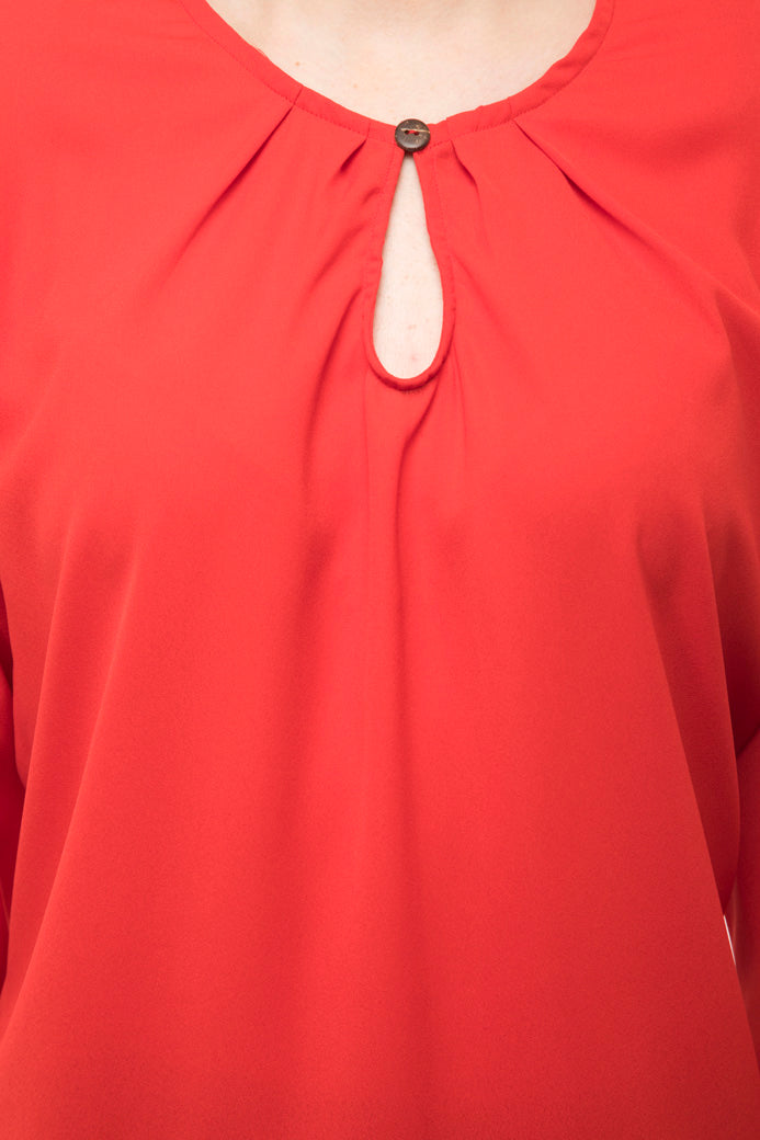 Notched neck with button red top without side stripped