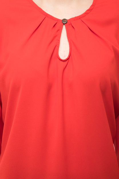Notched neck with button red top without side stripped