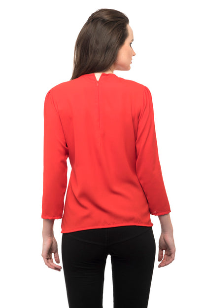 Notched neck with button red top without side stripped