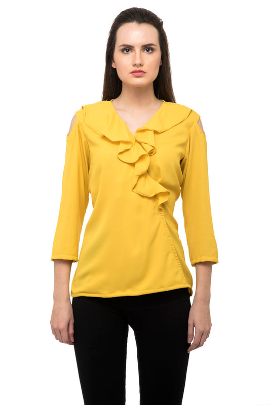 Open shoulder yellow top
