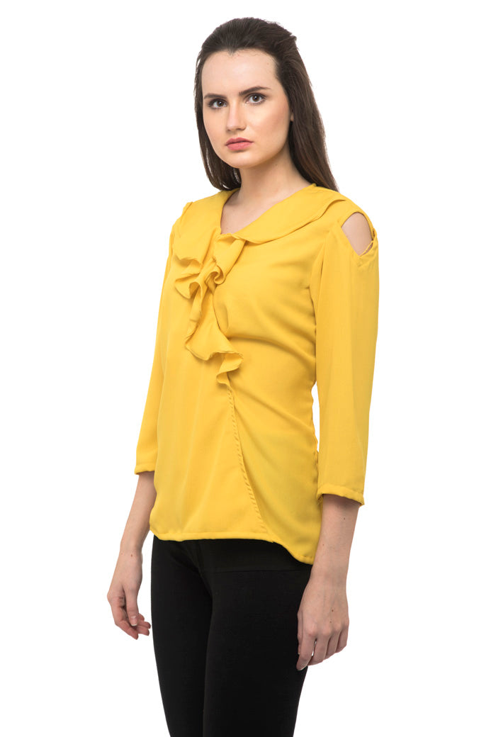 Open shoulder yellow top