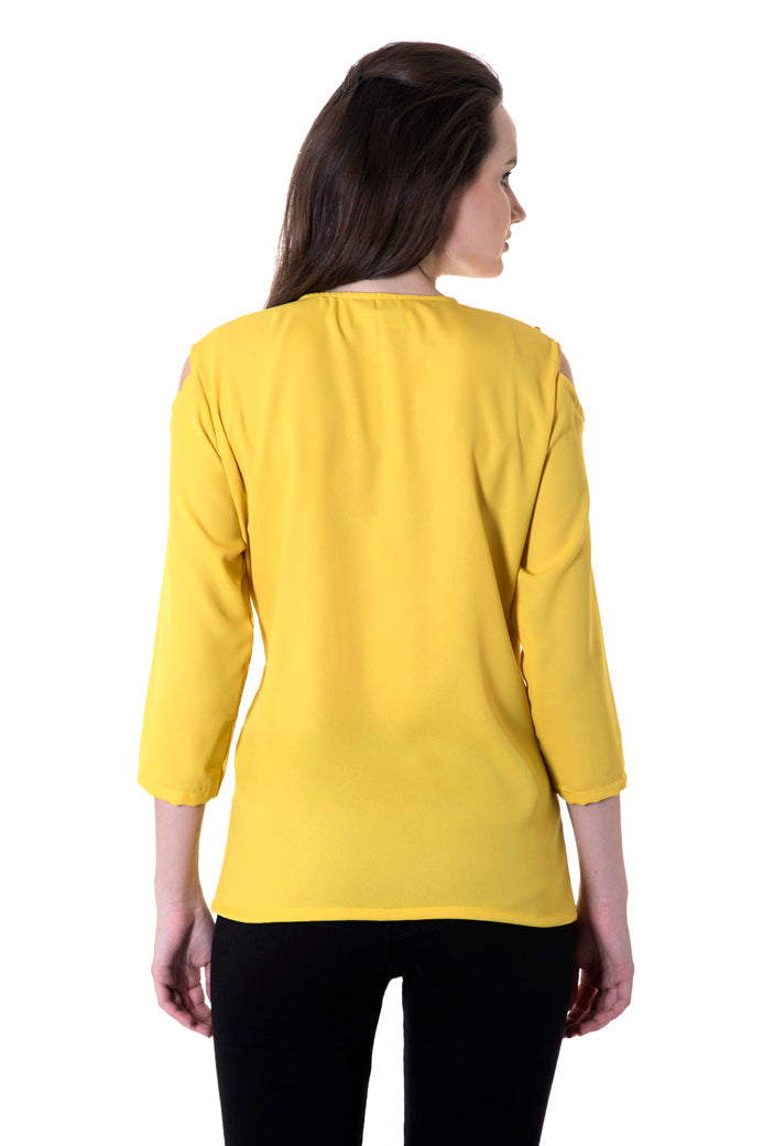 Open shoulder yellow top