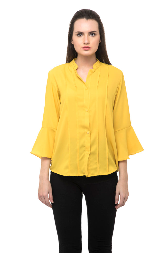 Bell sleeves yellow shirt