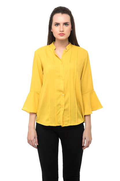 Bell sleeves yellow shirt