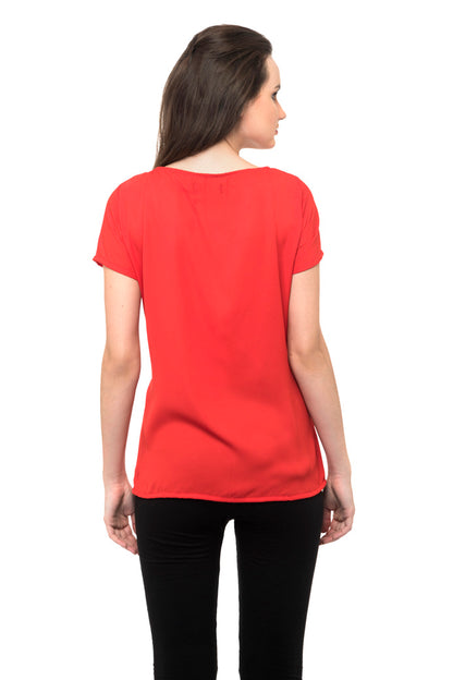 Red flounce skater long top