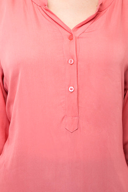 Light pink kurti buttons on neck