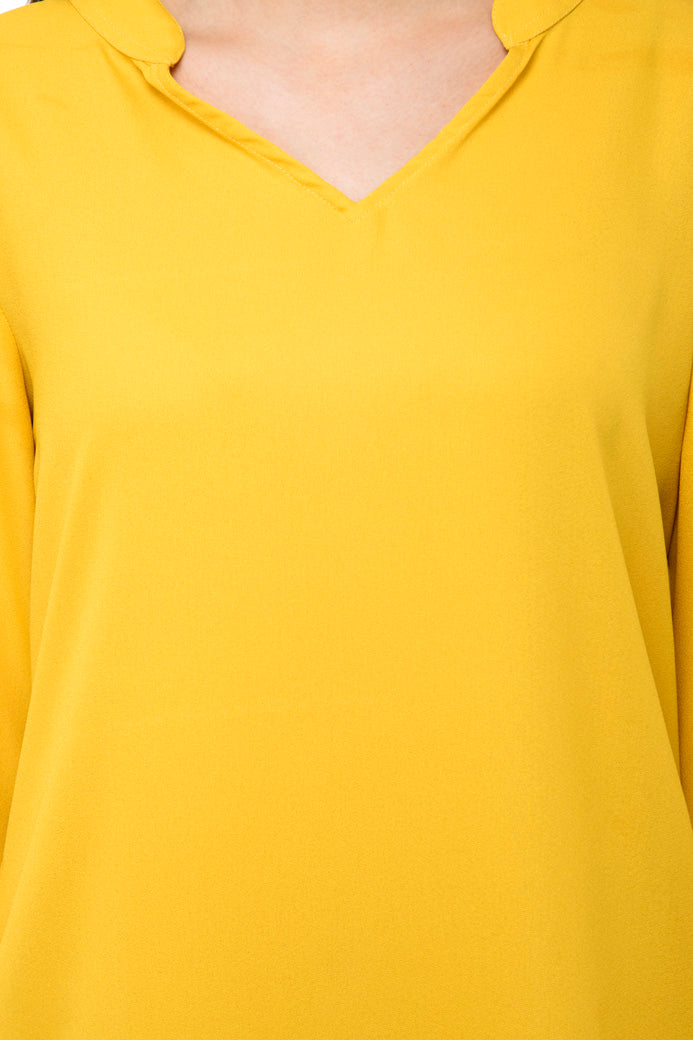 Flounce sleeves yellow mini dress